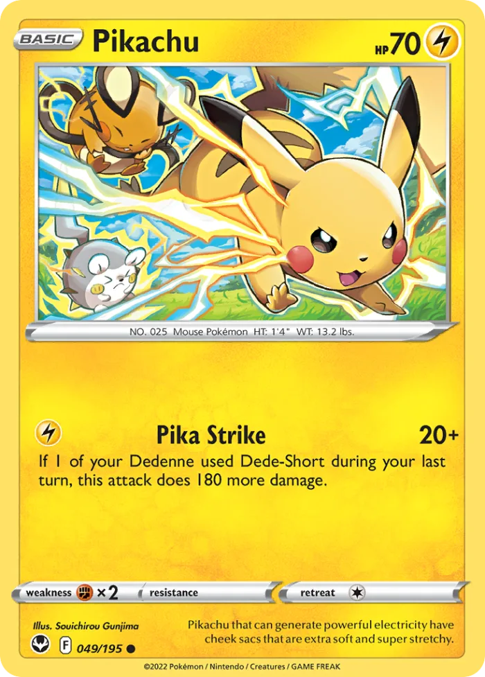 Pikachu #49 Silver Tempest Pokemon card