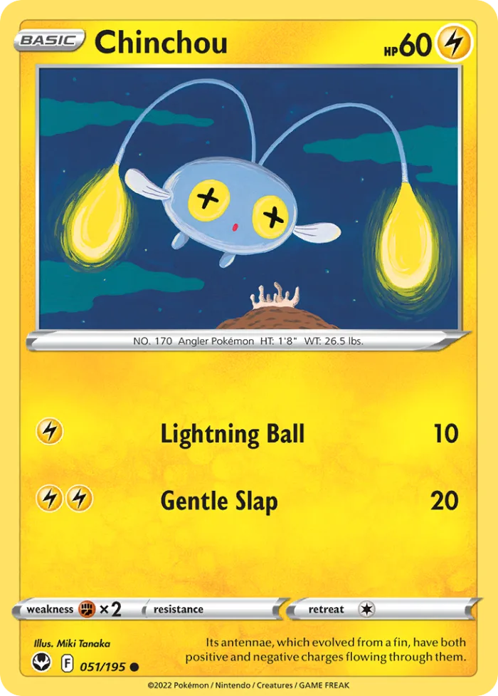 Chinchou #51 Silver Tempest Pokemon card