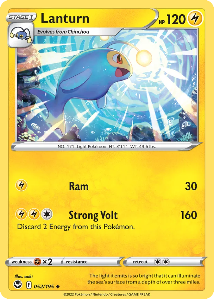 Lanturn #52 Silver Tempest Pokemon card