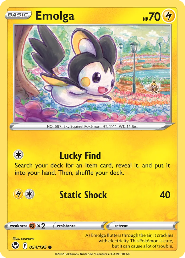Emolga #54 Silver Tempest Pokemon card