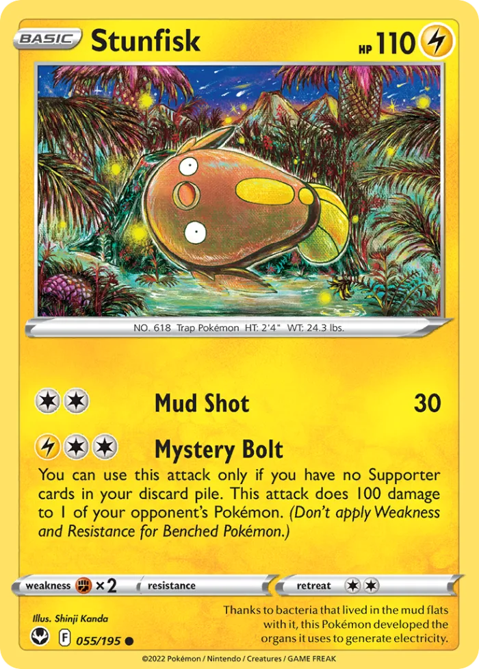 Stunfisk #55 Silver Tempest Pokemon card