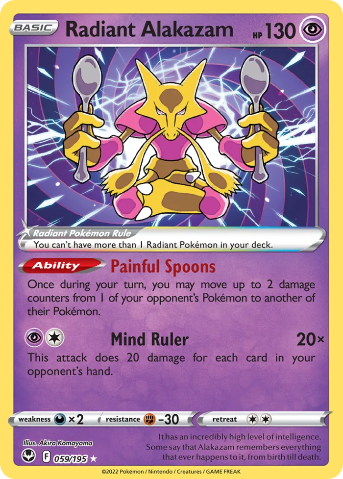Radiant Alakazam #59 Silver Tempest Pokemon card