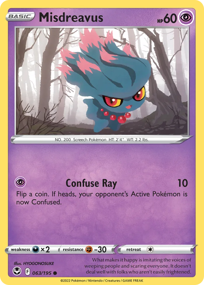 Misdreavus #63 Silver Tempest Pokemon card