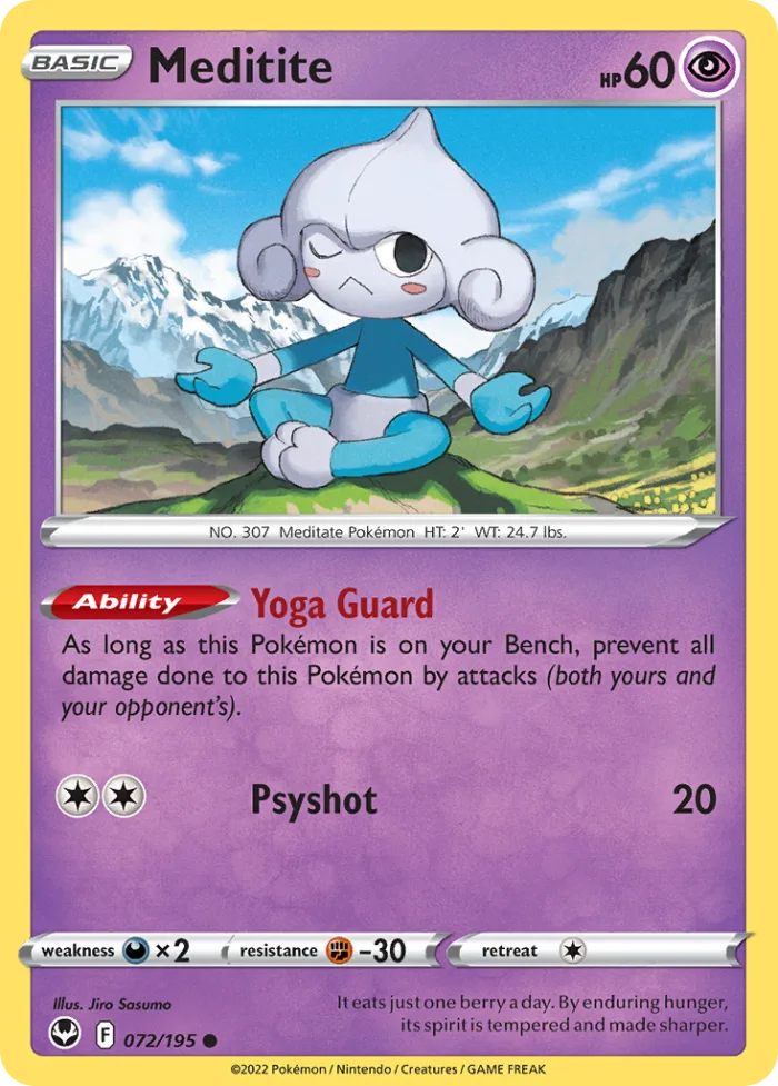 Meditite #72 Silver Tempest Pokemon card