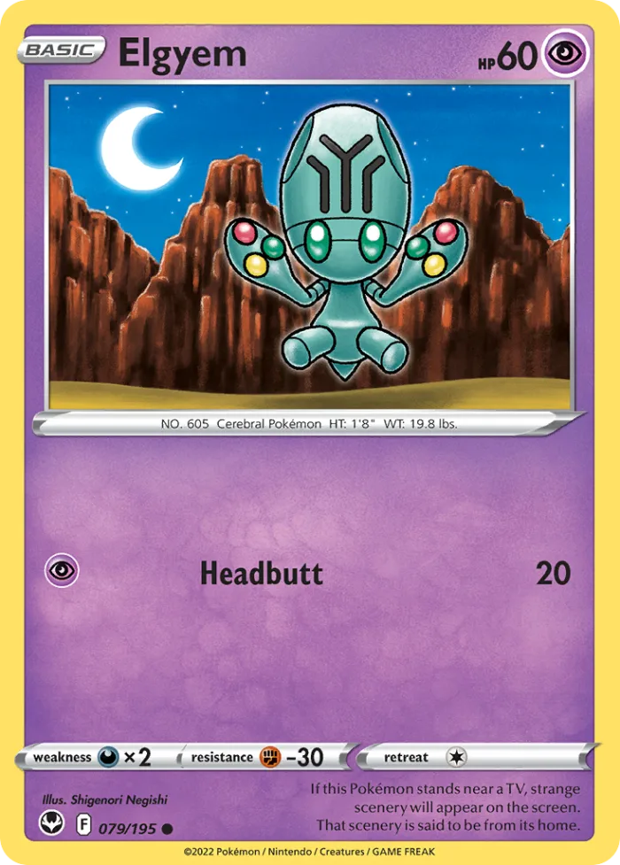 Elgyem #79 Silver Tempest Pokemon card