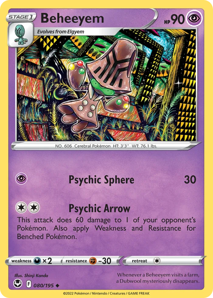 Beheeyem #80 Silver Tempest Pokemon card