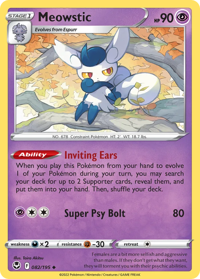 Meowstic #82 Silver Tempest Pokemon card