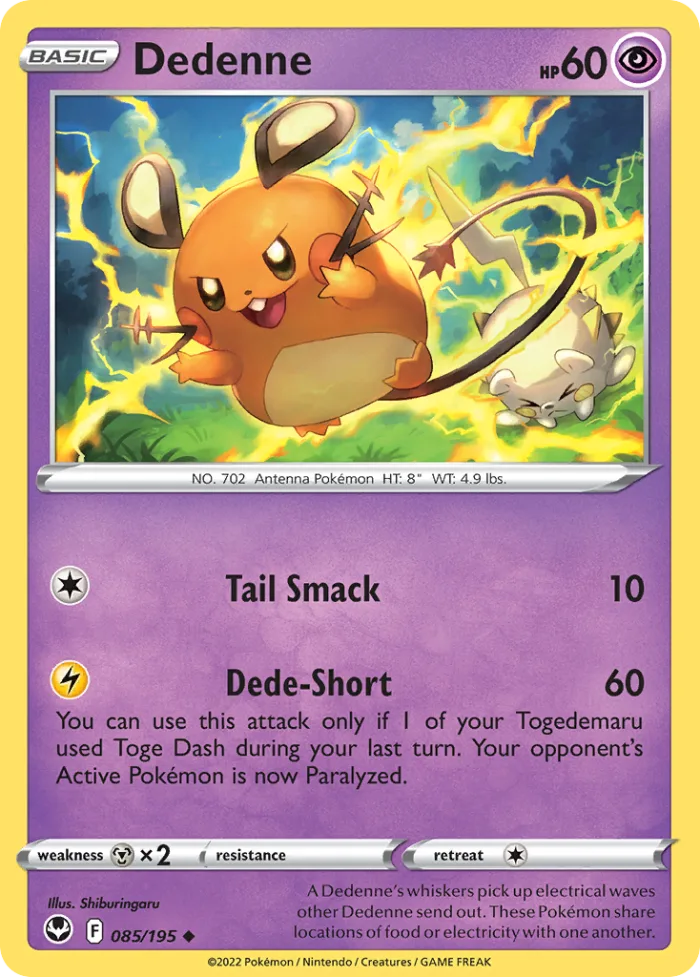 Dedenne #85 Silver Tempest Pokemon card