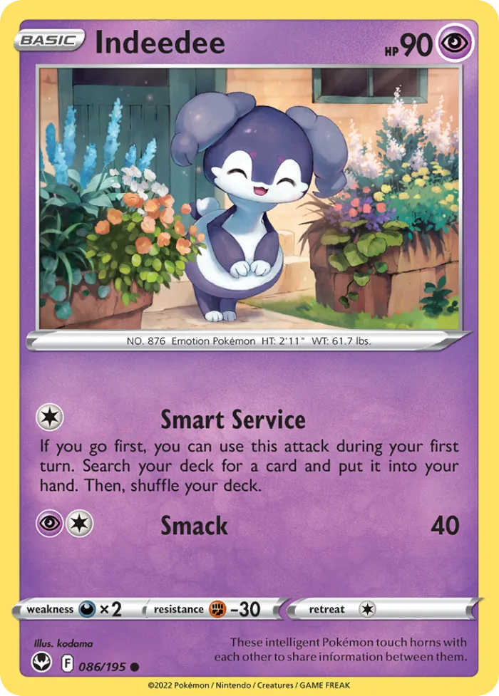 Indeedee #86 Silver Tempest Pokemon card