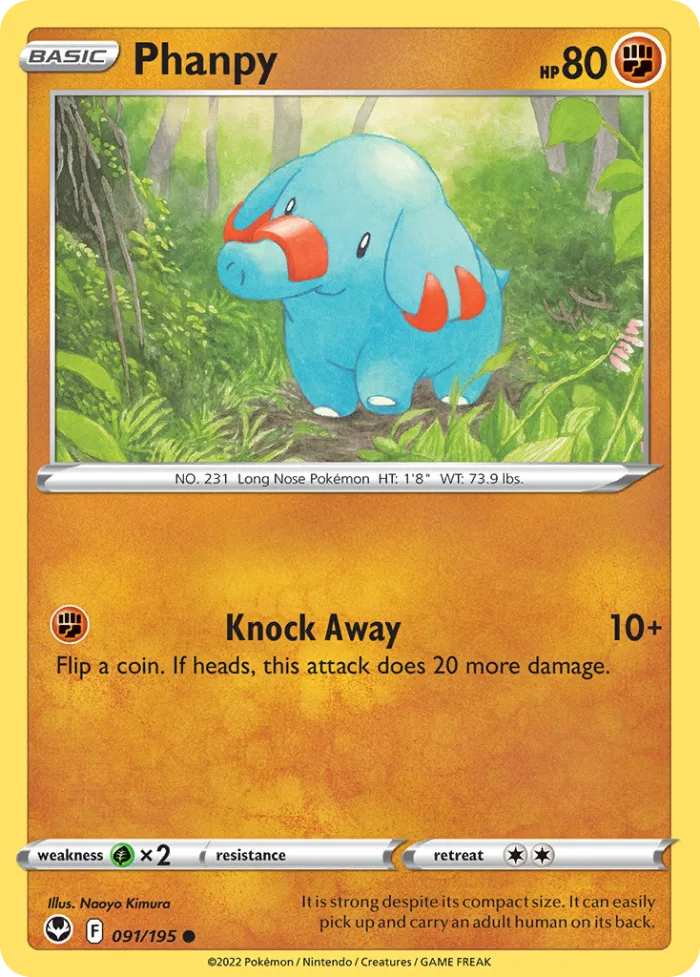 Phanpy #91 Silver Tempest Pokemon card