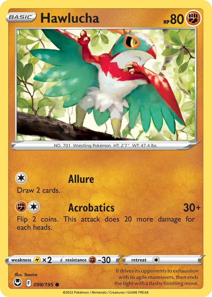Hawlucha #98 Silver Tempest Pokemon card