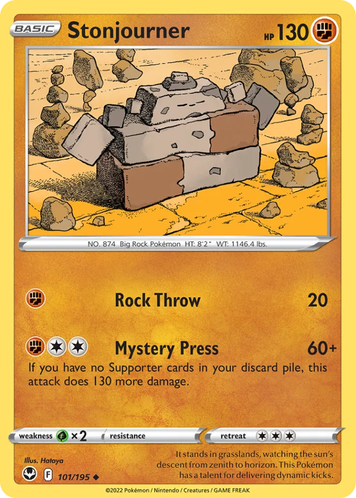 Stonjourner #101 Silver Tempest Pokemon card