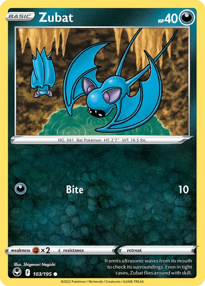 Zubat #103 Silver Tempest Pokemon card