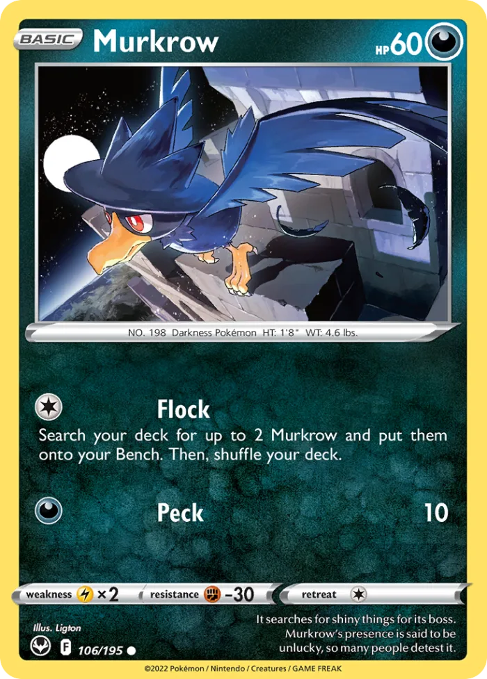 Murkrow #106 Silver Tempest Pokemon card