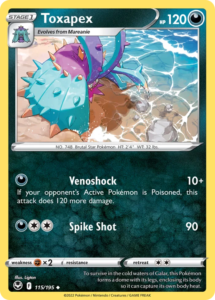 Toxapex #115 Silver Tempest Pokemon card