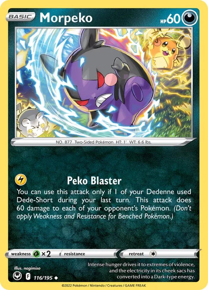 Morpeko #116 Silver Tempest Pokemon card