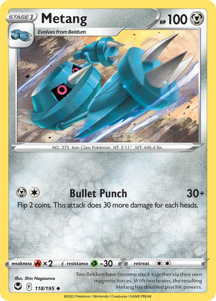 Metang #118 Silver Tempest Pokemon card