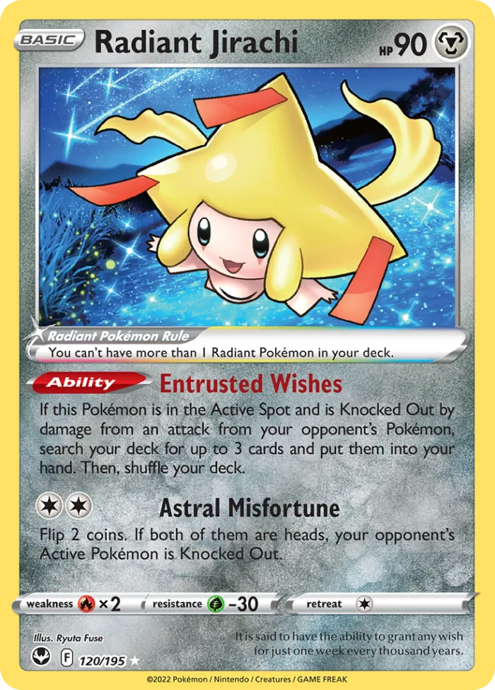 Radiant Jirachi #120 Silver Tempest Pokemon card