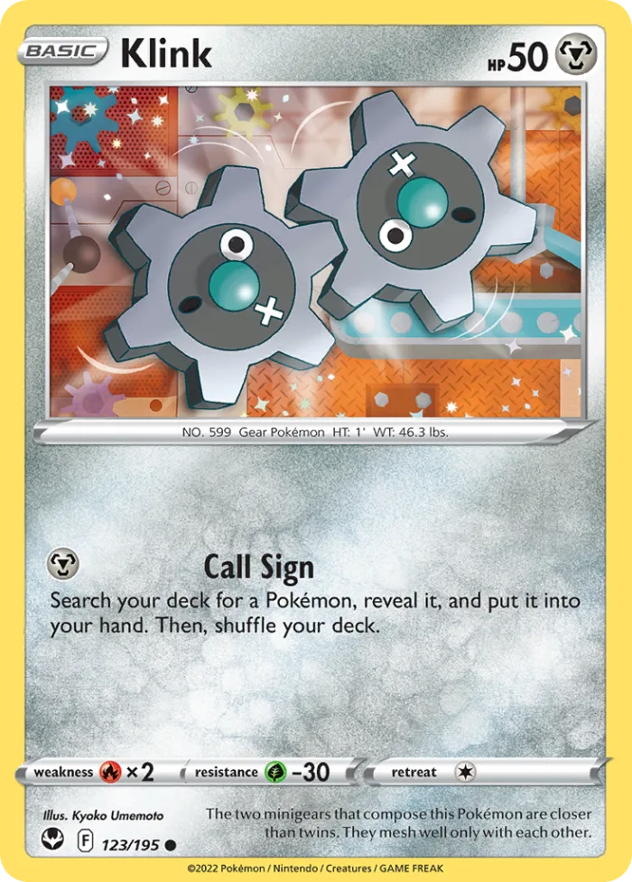 Klink #123 Silver Tempest Pokemon card