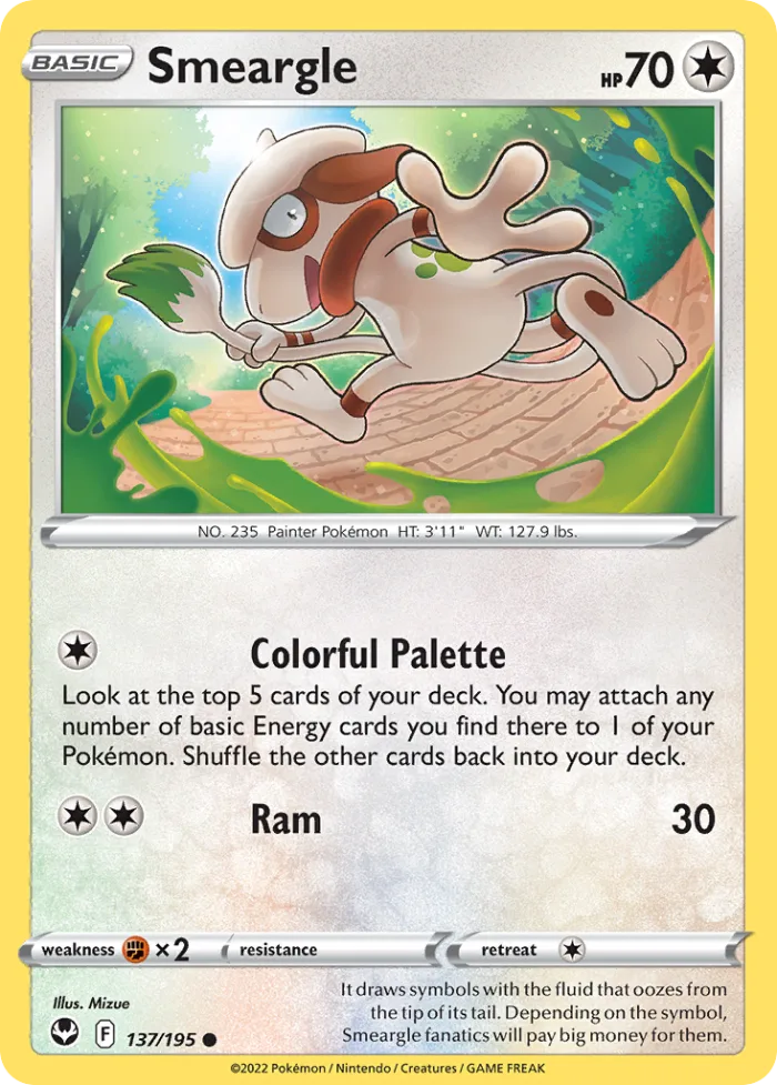 Smeargle #137 Silver Tempest Pokemon card