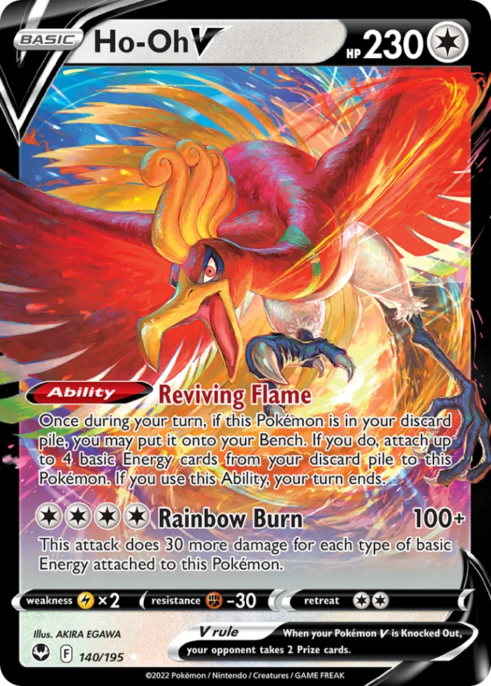 Ho-Oh V #140 Silver Tempest Pokemon card
