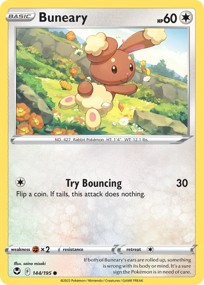Buneary #144 Silver Tempest Pokemon card