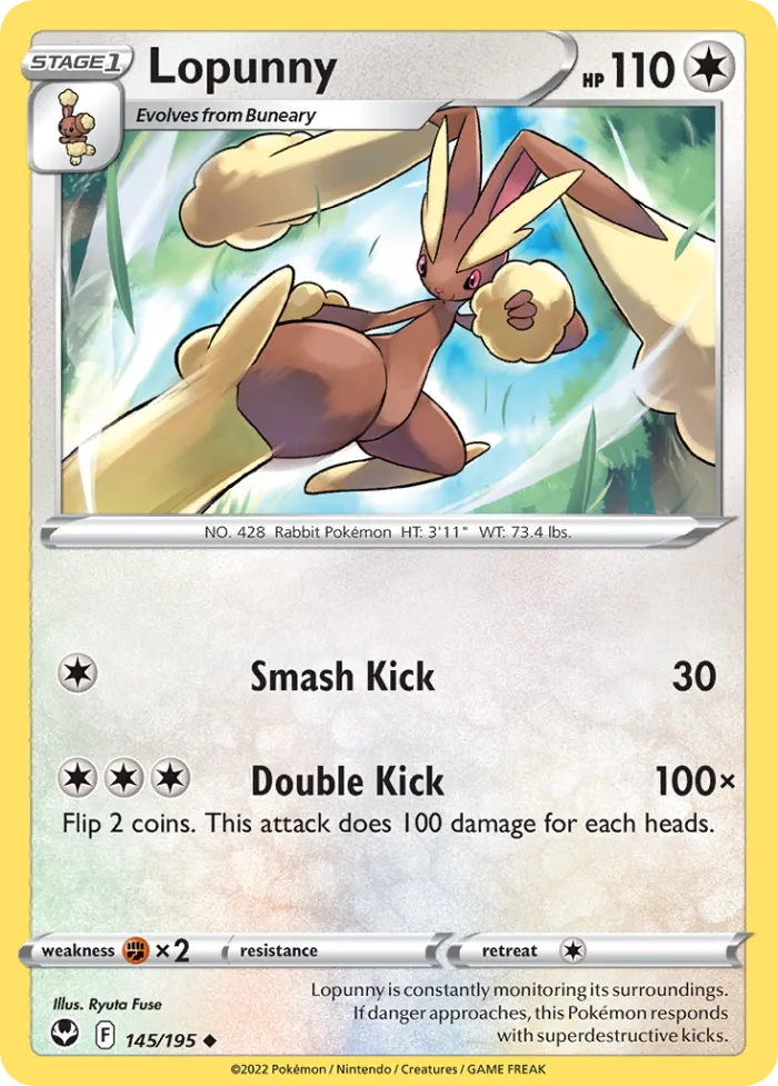 Lopunny #145 Silver Tempest Pokemon card