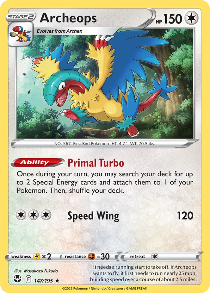 Archeops #147 Silver Tempest Pokemon card
