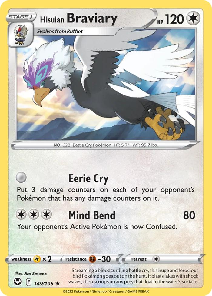 Hisuian Braviary #149 Silver Tempest Pokemon card