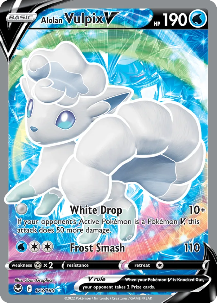 Alolan Vulpix V #173 Silver Tempest Pokemon card
