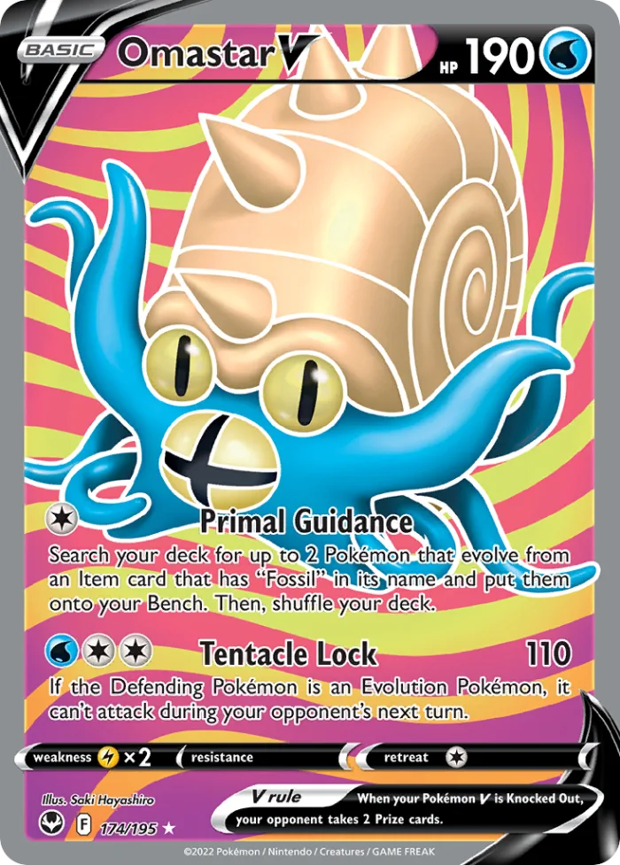 Omastar V #174 Silver Tempest Pokemon card