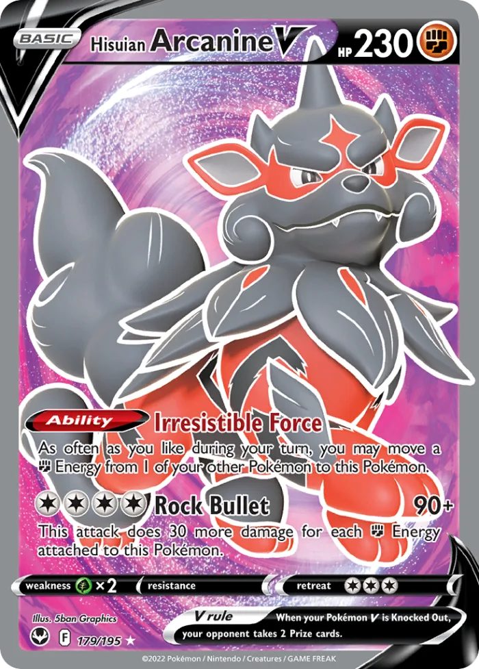 Hisuian Arcanine V #179 Silver Tempest Pokemon card