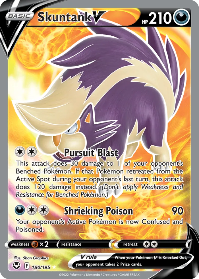 Skuntank V #180 Silver Tempest Pokemon card