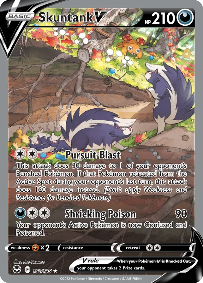 Skuntank V #181 Silver Tempest Pokemon card
