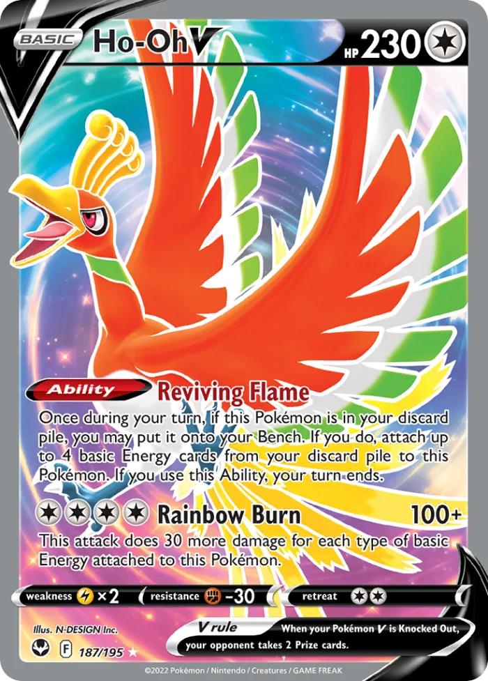 Ho-Oh V #187 Silver Tempest Pokemon card