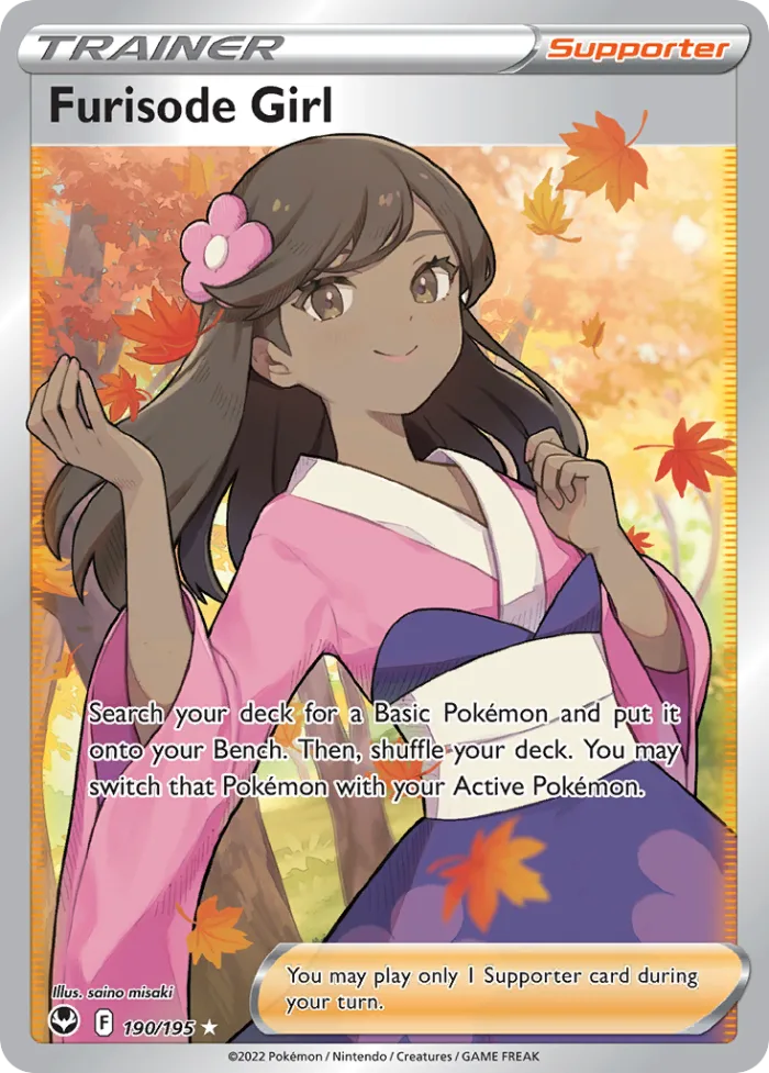 Furisode Girl #190 Silver Tempest Pokemon card