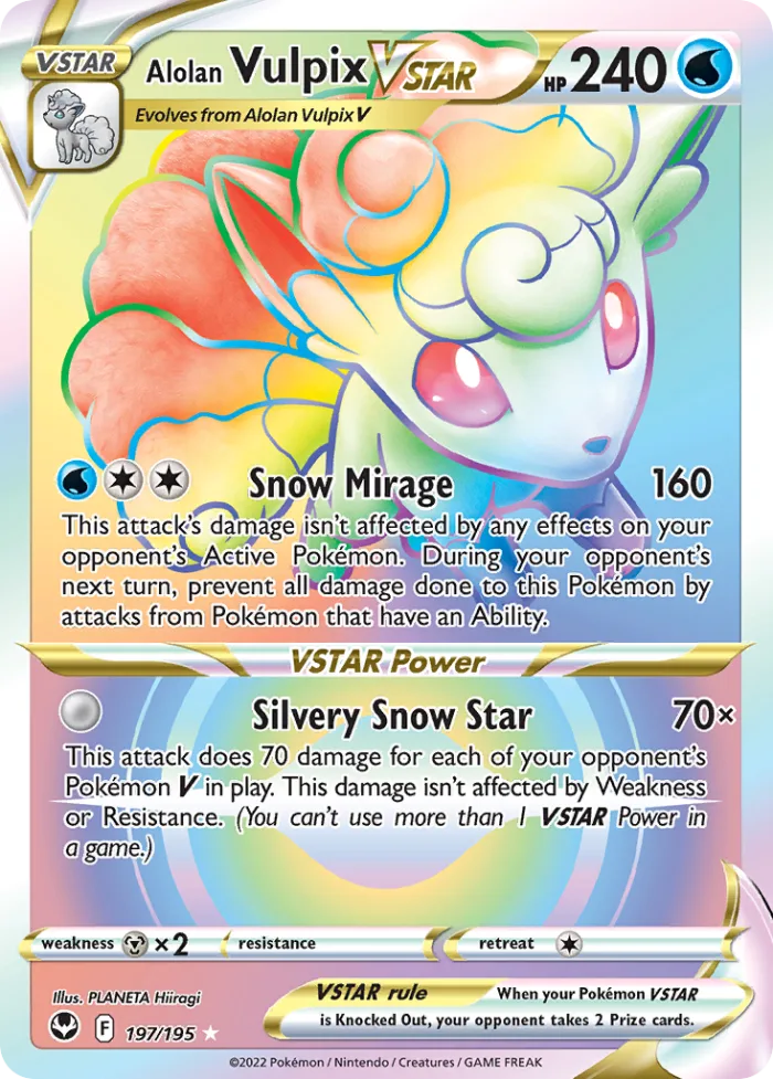 Alolan Vulpix VSTAR #197 Silver Tempest Pokemon card