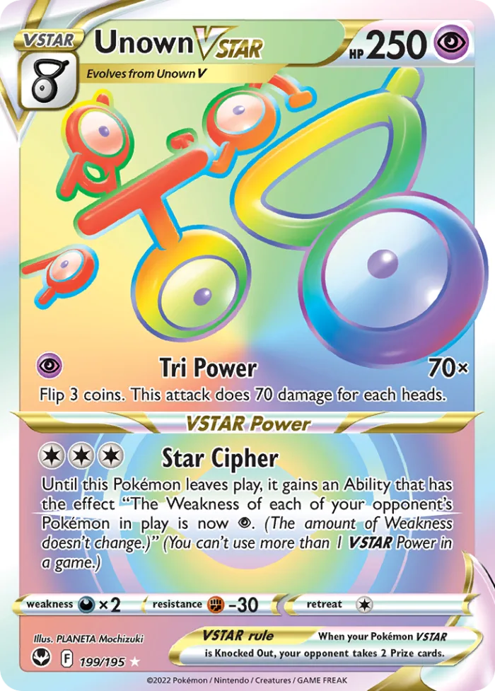 Unown VSTAR #199 Silver Tempest Pokemon card