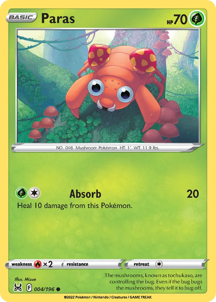 Paras #4 Lost Origin Pokemon card
