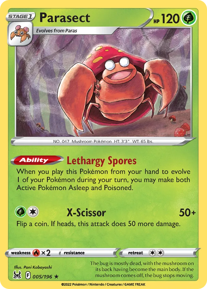 Parasect #5 Lost Origin Pokemon card