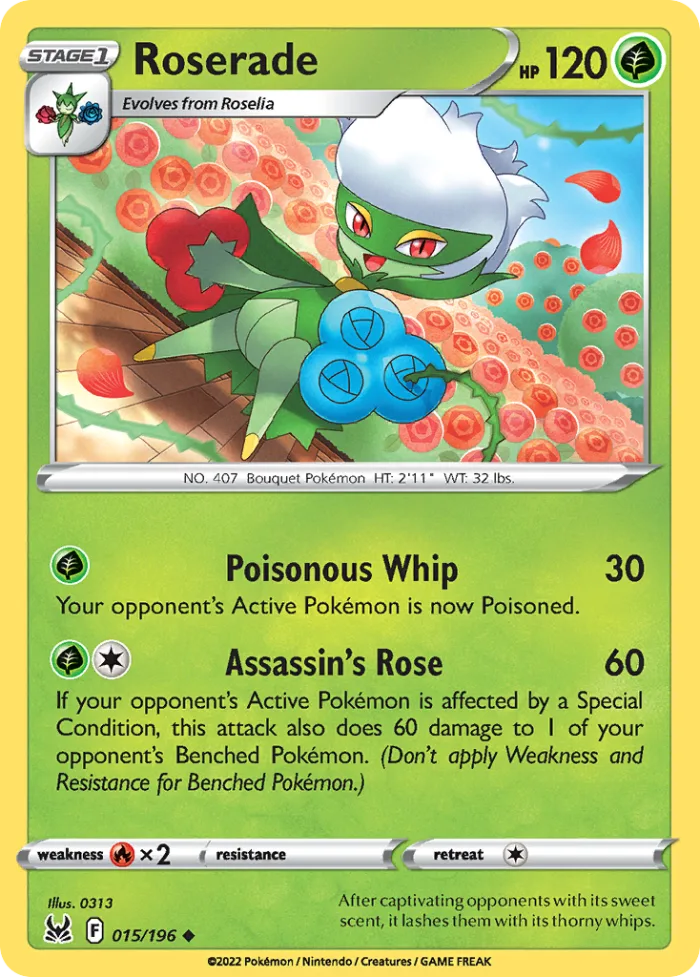 Roserade #15 Lost Origin Pokemon card