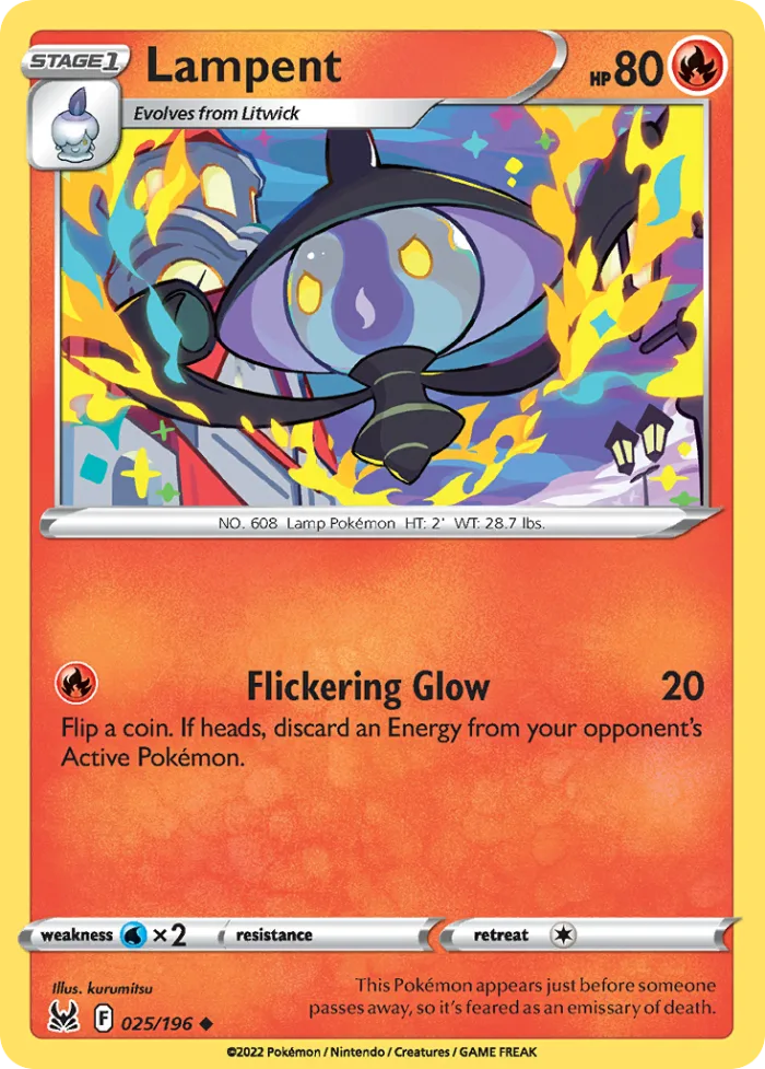 Lampent #25 Lost Origin Pokemon card