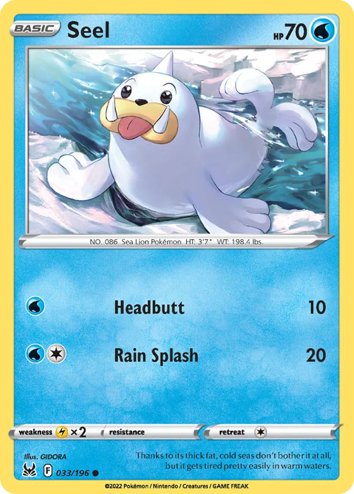 Seel #33 Lost Origin Pokemon card