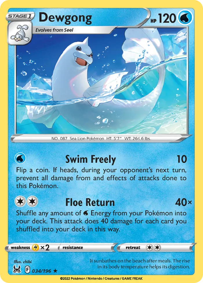 Dewgong #34 Lost Origin Pokemon card