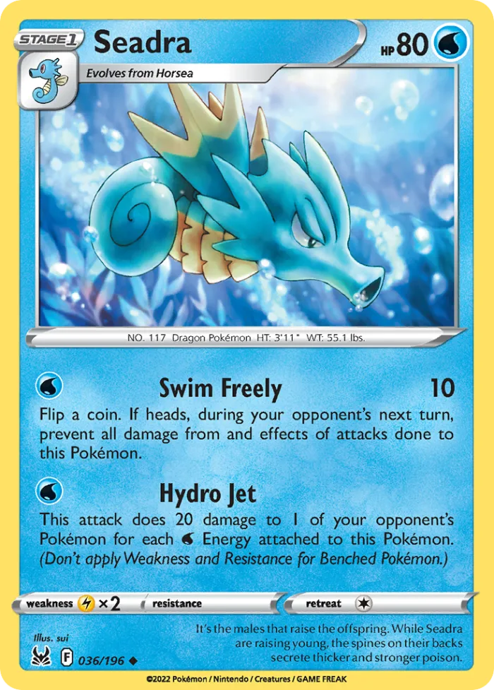 Seadra #36 Lost Origin Pokemon card