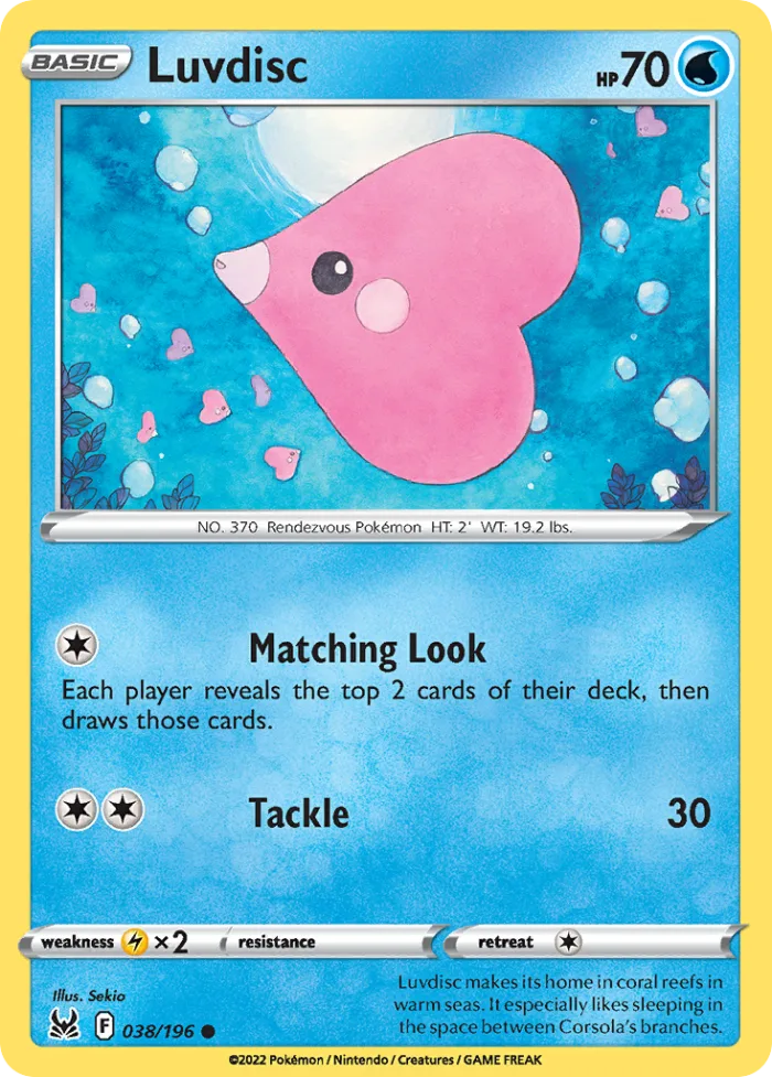 Luvdisc #38 Lost Origin Pokemon card