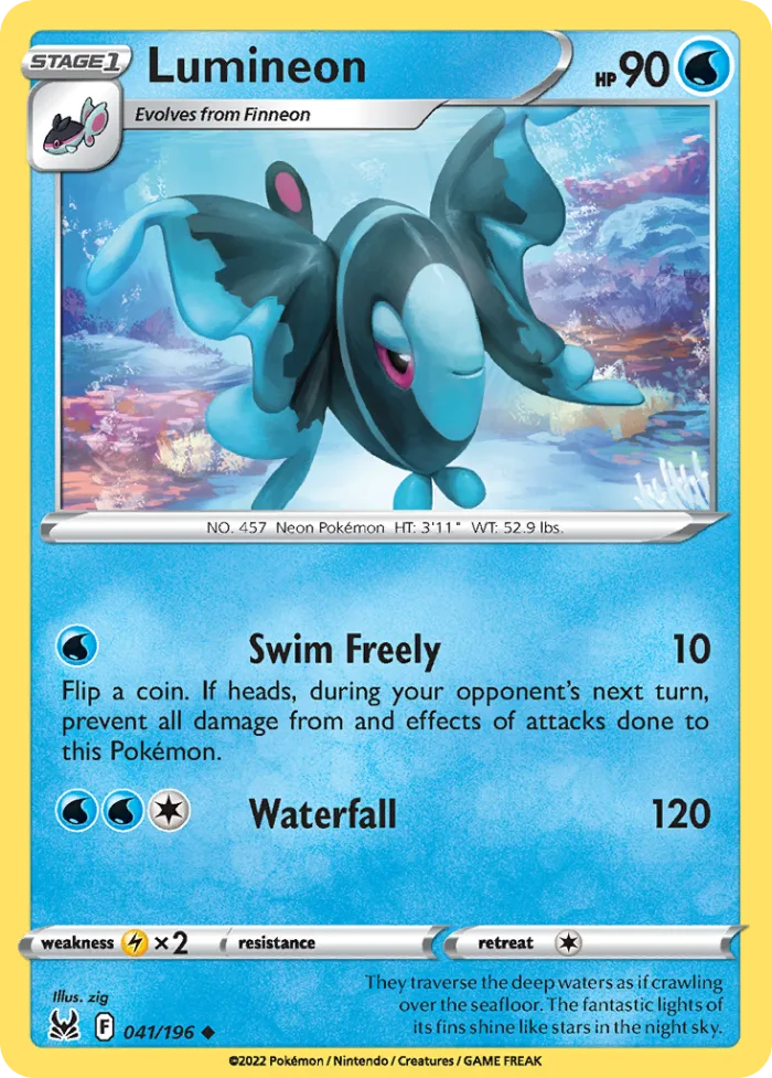 Lumineon #41 Lost Origin Pokemon card