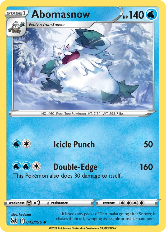 Abomasnow #43 Lost Origin Pokemon card