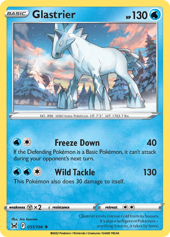 Glastrier #51 Lost Origin Pokemon card