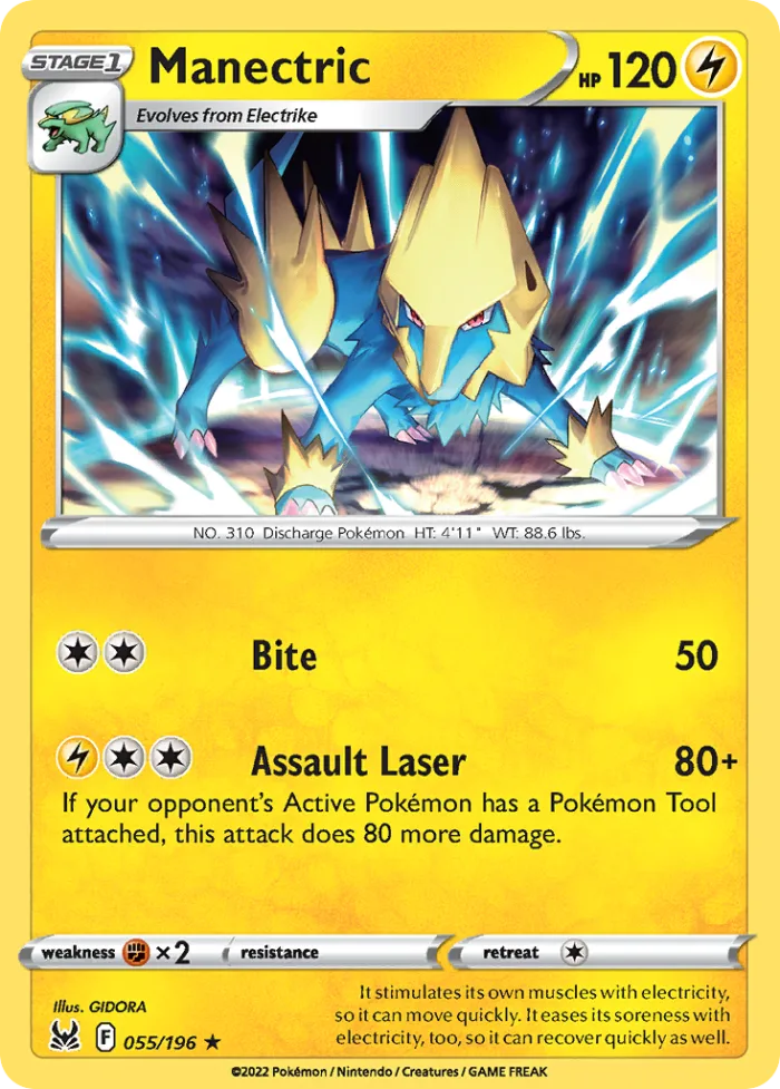 Manectric #55 Lost Origin Pokemon card
